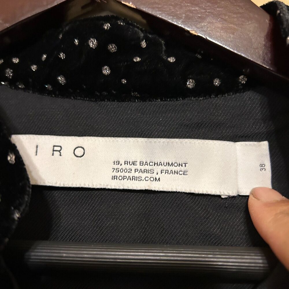 IRO Paris Tepita Lace-Up Glitter Velvet Top Womens EU 38 US 6 Small Black Witchy - Picture 7 of 8